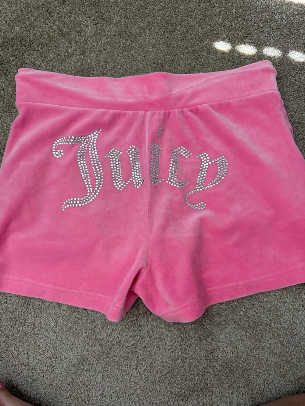 Juicy Couture Velvet Pink Rhinestone Shorts